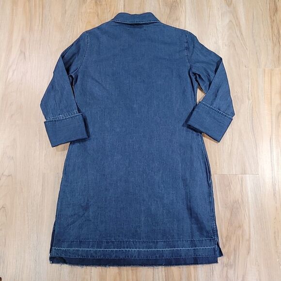 🔸️J Brand Blue Linen Blend Bacall Shirt Dress w/Pockets Small - Picture 4 of 13